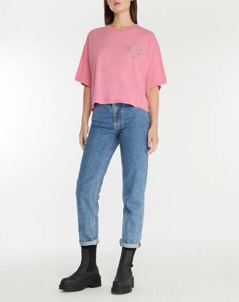 T-Shirt Crop good vibes rose