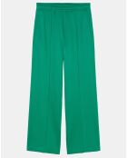 Pantalon large pinces taille élastique vert