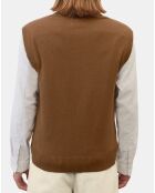 Pull sans manches en Laine & Coton marron