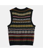 Pull sans manches col V multicolore