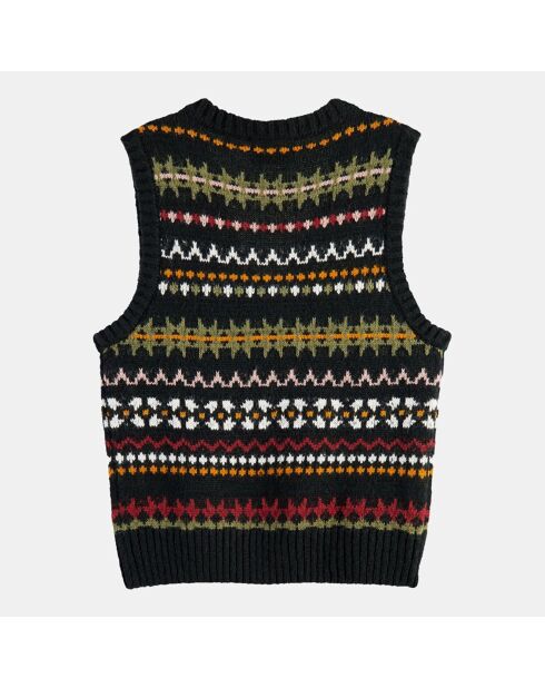 Pull sans manches col V multicolore