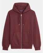 Sweat zippé à capuche 100% Coton Bio bordeaux