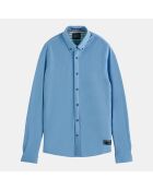 Chemise Slim Fit 100% Coton Bio en Twill Jersey bleu ciel