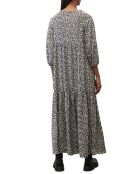 Robe maxi imprimée fleurs blanc/noir