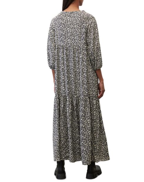 Robe maxi imprimée fleurs blanc/noir