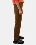 Pantalon en Velours côtelé à revers marron