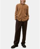 Chemise Regular Fit en Velours milleraies marron