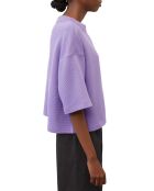 T-Shirt gaufré manches 3/4 Boxy violet clair