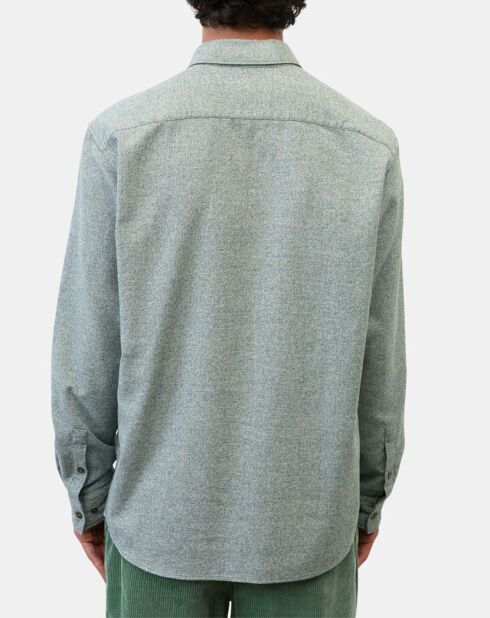 Chemise 100% Coton Bio Regular Fit chinée verte