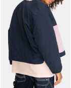 Veste réversible sherpa marine/rose