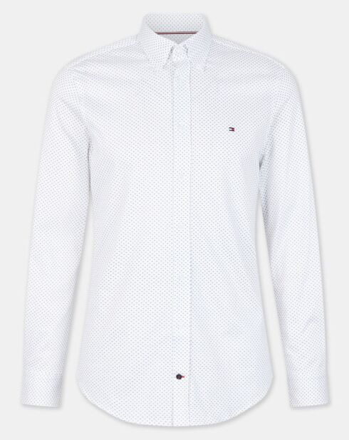 Slim-shirt van jersey met wit/blauwe print