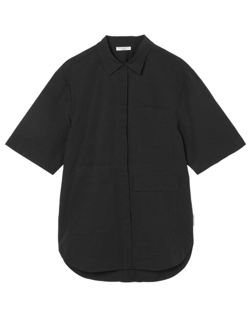 Chemise manches larges poches noire