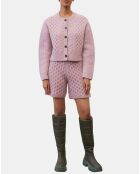Cardigan en Laine mélangée à torsades rose
