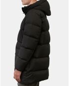 Parka puffa mi longueg à capuche noire