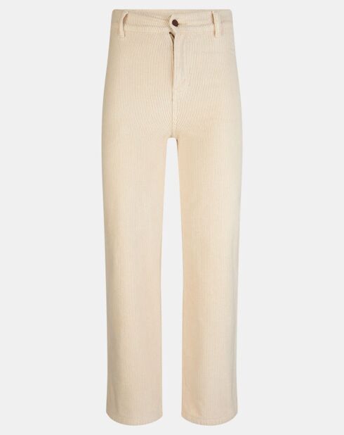 Gerade Hose aus ecrufarbenem Cord