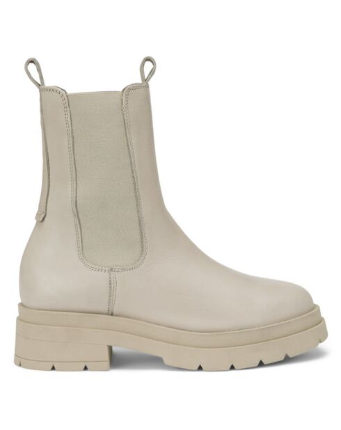Chelsea Boots en Cuir tige haute beiges