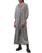 Robe maxi imprimée fleurs blanc/noir