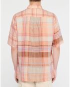 Chemise ample en Coton & Lin Madras Blocking à carreaux rose
