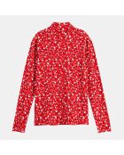 Top col montant imprimé floral rouge