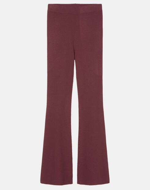 Pantalon flare côtelé rouge foncé