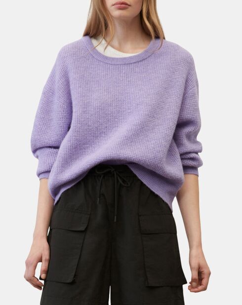 Pull en Alpaga & Laine mélangés gaufré violet clair