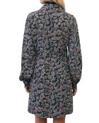 Robe midi imprimée noir/multicolore