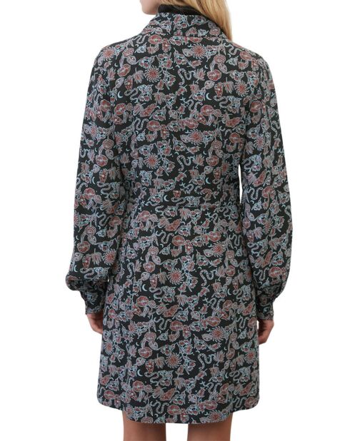 Robe midi imprimée noir/multicolore