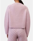 Cardigan en Laine mélangée à torsades rose