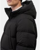 Parka puffa mi longueg à capuche noire