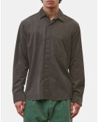 Chemise Regular Fit en Velours milleraies marron foncé