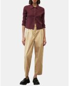 Cardigan col polo rouge foncé