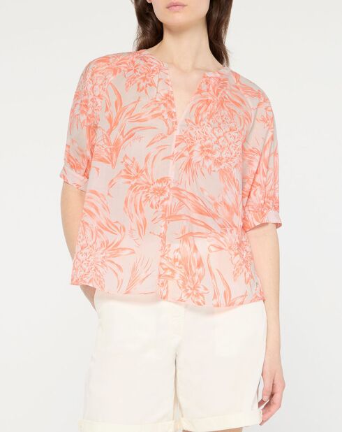 Blouse Henley imprimée orange