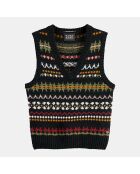 Pull sans manches col V multicolore