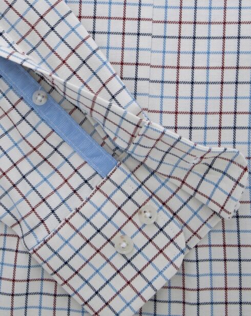 Chemise Slim Fit en Flanelle à carreaux écru/rouge/bleu