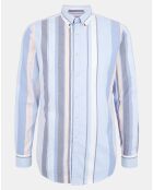 Chemise Regular Fit en Coton Oxford rayée bleu/rose