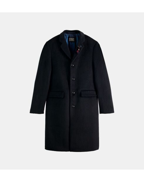 Manteau droit en Laine mélangée 4 boutons bleu foncé