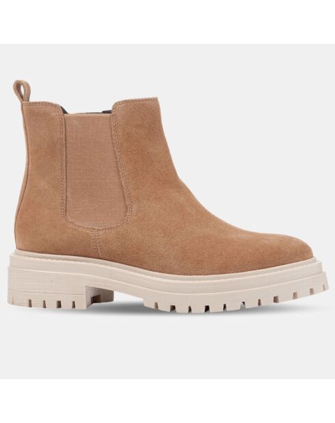 Chelsea Boots en Velours de Cuir Iridea beiges