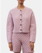 Cardigan en Laine mélangée à torsades rose