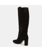 Bottes en Velours de Cuir Pheby noires - Talon 8 cm