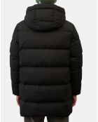 Parka puffa mi longueg à capuche noire