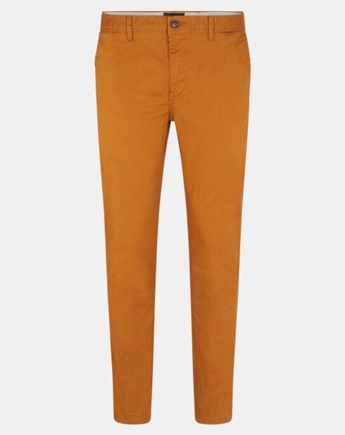 Pantalon Chino Super Slim Fit en Coton Bio mélangé Stretch camel