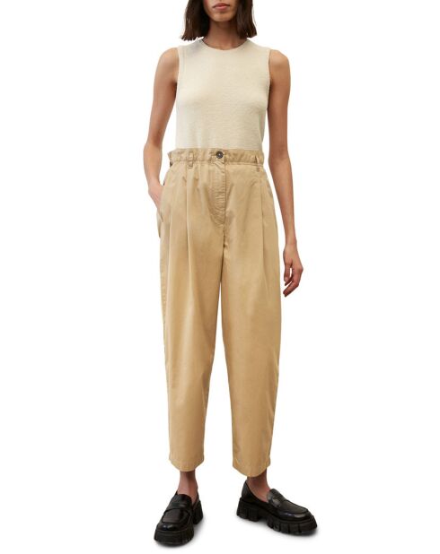 Pantalon paperbag pinces beige