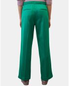 Pantalon large pinces taille élastique vert