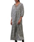 Robe maxi imprimée fleurs blanc/noir