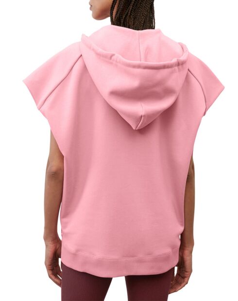 Sweat sans manches à capuche rose