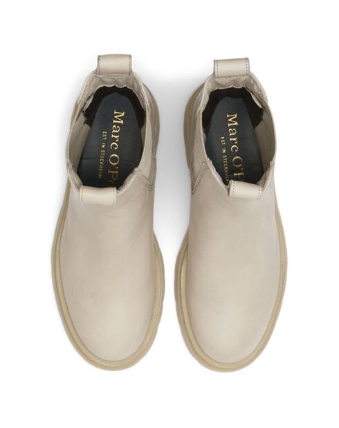 Chelsea Boots en Cuir tige haute beiges