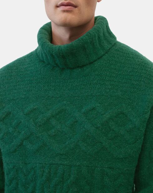 Pull en Laine & Alpaga mélangés torsadé vert