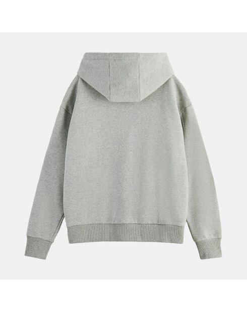 Sweat ample à capuche 100% Coton Bio imprimé gris