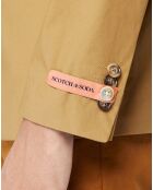 Veste Cintrée en Popeline Stretch 2 boutons camel