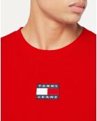 Tjm Tommy Badge Rotes T-Shirt aus 100% Bio-Baumwolle